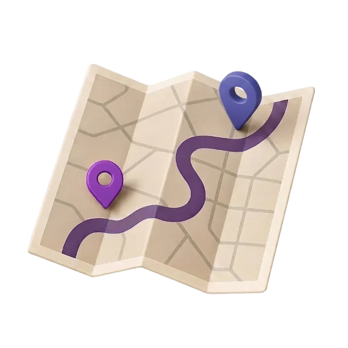 Mapa con pines de origen y destino